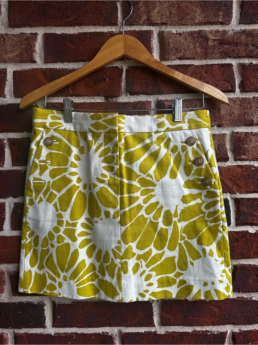 J. Crew White and Yellow Graphic Floral Mini Skirt